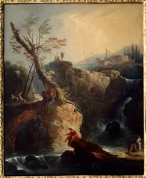 Vattenfallet Målning av Joseph Vernet (1714-1789) 1773 Sön. 0,75x0,6 m Rouen, Musee des Beaux Arts.