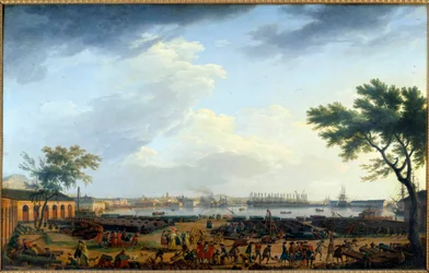 Utsikt över hamnen i Toulon och Arsenalmålningen av Joseph Vernet (1714-1789) 1700-talet. Paris, Marinens museum