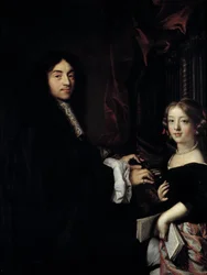 Porträtt av organisten Charles Couperin (1638-1679) med dottern till målaren Målning av Claude Lefebvre (1632-1675) 1600-talets sön. 1,27x0,96 m