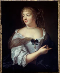Porträtt av bokstäverkvinnan Marie de Rabutin Chantal (Rabutin-Chantal), Marquise de Sevigne (1626-1696) Målning av Claude Lefebvre (1632-1675) 1600-talets Paris, Musee Carnavalet