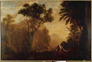 Landskap med Saint Onuphrius (olja på duk, ca 1638)