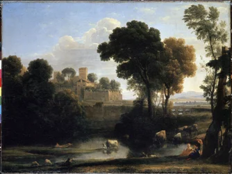 Italienskt landskap. Målning av Claude Gelee känd som Claude Le Lorrain (1600-1682)