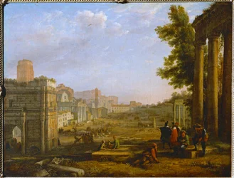 Vue du Campo Vacino - Utsikt över Campo Vacino, Rom 1636 ...