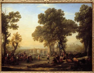 Byfesten Målning av Claude Gellee dit Le Lorrain (1600-1682) Sön. 1,03x1,35m.