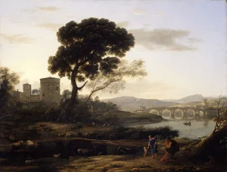 Landskap nära Rom med utsikt över Ponte Molle, 1645.