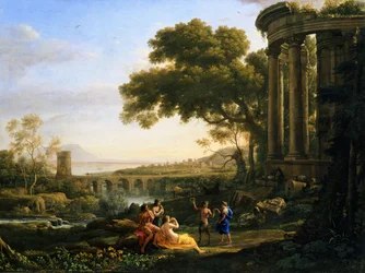 Landskap med dansande nymf och satyr