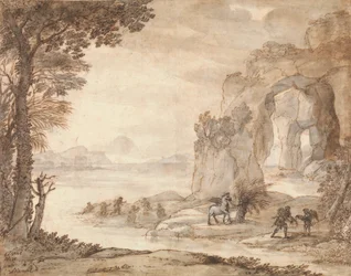 Perseus and the Origin of Coral, c.1671 (svart krita, sepia och svart bläck, sepia och grå tvätt med vitt)