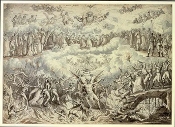 A Royalist Allegory (penna & bläck & tvätt på papper)