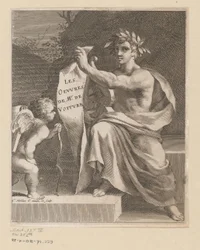 Apollo en en amor The Works of Mr. de Voiture (titel på objekt) Titelsida för: Vincent de Voiture, The Works of Vincent de Voiture, 1650