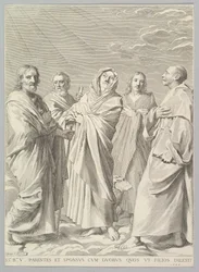 Sts. Anne, Joseph, Joachim, Bernard och John the Evangelist Släktskap med Jungfrun, 1648.