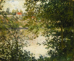 En vy genom träden på La Grande Jatte Island; Genom träden, ön La Grande Jatte, 1878