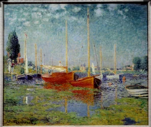 Argenteuil. Två röda segelbåtar