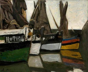Fiskebåtar i Honfleur Fiskebåtar i Honfleur, ca 1866.
