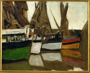 Fiskebåtar, Honfleur (olja på duk)