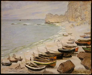 Båtar på stranden vid Étretat, 1883