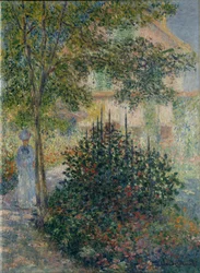 Camille Monet i trädgården i Argenteuil