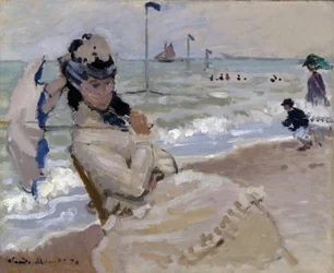 Camille på stranden i Trouville