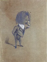 Karikatyr av Jules Husson (1821-89) "Champfleury", 1858 (blyerts och gouache på papper)