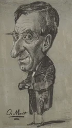 Karikatyr av en man med en snusdosa, ca 1858