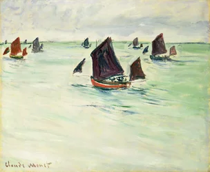 Fiskebåtar vid stora Pourville, 1882