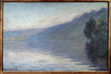 Dimma på Seine vid Port Villiez Målning av Claude Monet (1840-1926) 1894 Sön. 0,66x1,05 m Rouen, Museum of Fine Arts - Mist on the Seine at Port Villiez. Målning av Claude Monet (1840-1926)