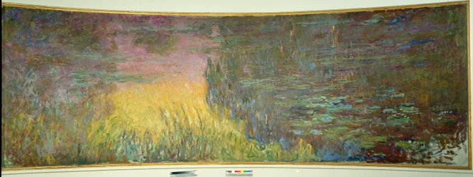 Näckrosorna, solnedgången Målning av Claude Monet (1840-1926) 1914-1926 Diptyk om 2 x 3 m varje del. Paris. Orangeriemuseet