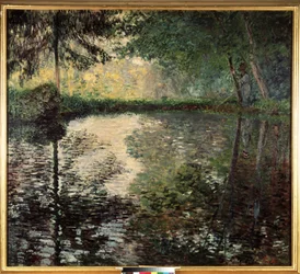 ""The Pond of Montgeron"" (Pond at Montgeron) Målning av Claude Monet (1840-1926) cirka 1876 Eremitagemuseet, Sankt Petersburg (Saint-Petersbourg)