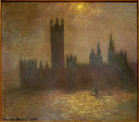 London, parlamentet, solsken i dimma (Lon