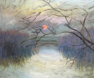 Solnedgång på Seine vid Vétheuil, 1880