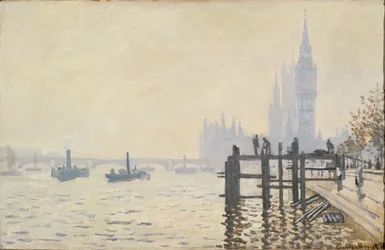 Themsen nedanför Westminster ... (olja på duk)