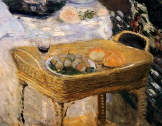 Lunchen, dekorativ panel som visar trädgården Monet i Argenteuil 9detail)