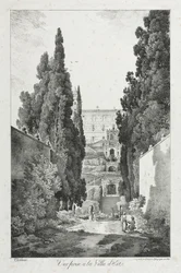 Utsikt på Villa dEste, Tivoli, 1817.