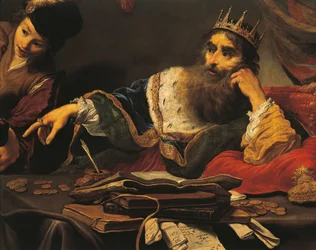 Croesus tar emot hyllning från Lydian, av Claude Vignon (1593-1670), olja på duk
