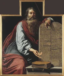Moses och de tio budorden - Moses med de tio budorden, av Claude Vignon (1593-1670). Olja på duk. Mått: 160x131,5cm. Nationalmuseum Stockholm