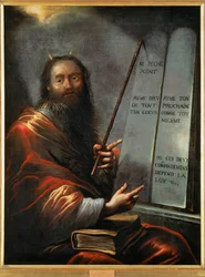 Moses med lagens tavlor (målning på duk)