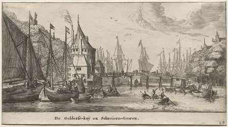 Olika fartyg och utsikt över Amsterdam (Verscheÿde Schepen en Gesichten van Amstelredam), del II: Geldersche Quai och Schreiers Tower