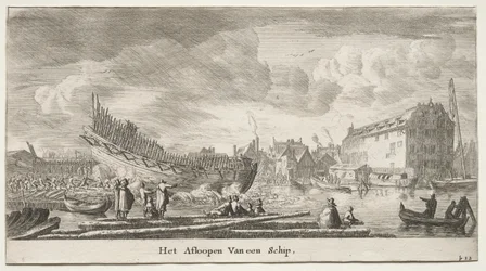 Olika fartyg och utsikt över Amsterdam (Verscheÿde Ships och Gesichten van Amstelredam), del II: Att sjösätta ett fartyg