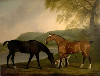 Hästar och hund i ett landskap, c.1830