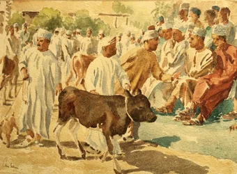Boskapsmarknad, Nizwa, Oman (1), 2018 (akvarell)