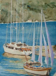 Stora yachter - Korçula, 2010 (akvarell)