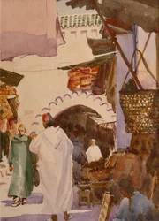 Souk des teinturiers, Marrakech, 2001 (akvarell)
