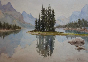 Spirit Island, Maligne Lake (1), 2016 (akvarell)