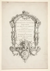 Titelsida från Nya troféer eller kartuscher som representerar konst och vetenskap
