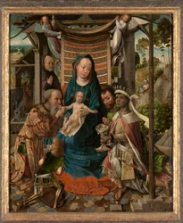 The Adoration of the Magi (olja på panel)