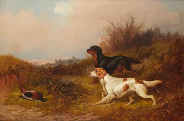 Retrievers at Work (olja på duk)