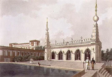 The Palace of the Sen Nabob of Arcot, Madras, skylt 5 från "Twenty Four Views in Hindostan", graverad av Joseph Constantine Stadler (fl.1780-1812) pub. av Edward Orme (1774-c.1820) 1803 (litho)