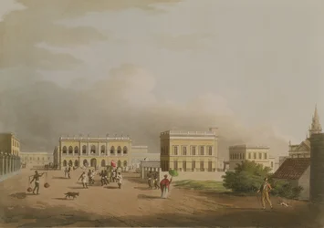 The Old Court House, Calcutta, skylt 17 från Twenty Four Views i Hindostan, graverad av Harradon, pub. av Edward Orme (1774-c.1820) 1805 (akvatint)
