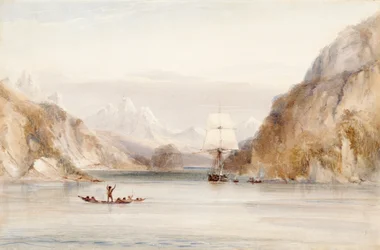 Beagle i Murray Narrow, Tierra del Fuego (akvarell på papper)