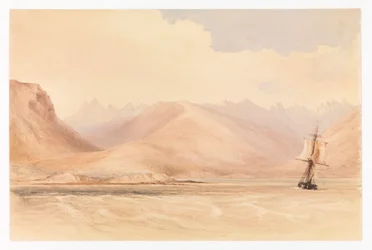 Undersökningsfartyget HMS "Beagle" i Beaglekanalen, Sydamerika