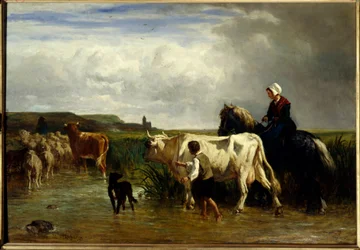 Le passage du gue Målning av Constant Troyon (1810-1865) 1800-talet sön. 1,15x1,65m Paris, Louvren.